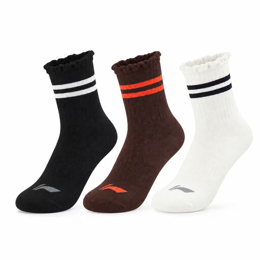 LI-NING black, white and brown mid-length socks