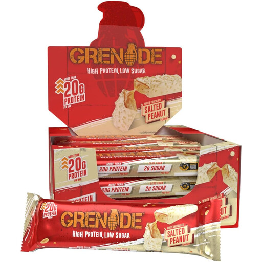 Grenade White Chocolate Salted Peanut Protein Bar, twelve 60g bars