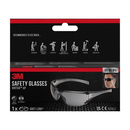 3M Virtua AP Safety Glasses, Grey