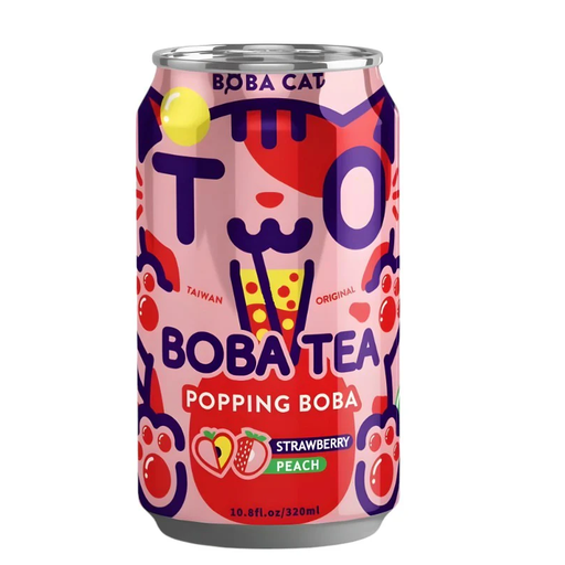 Boba Cat Strawberry Peach Tea Beverage