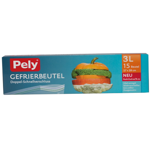 Pely Gefrierbeutel mit Doppel-Schnellverschluss 3 Liter