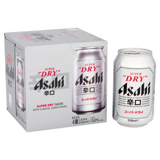 Asahi Super Dry Beer 4x330ml Can