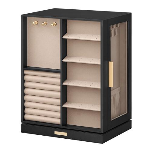 JOYFURNOS Jewellery Box 360° Rotating, Jewellery Organiser with 5 Drawers, Graphite Black