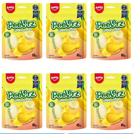Amos Peelerz Gummy Banana Peg Bag 65g x 6pcs