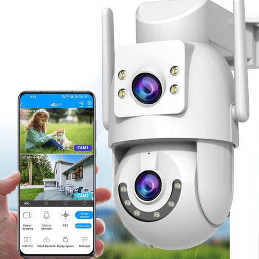 JOOAN outdoor dual-lens PTZ camera with 2.4 GHz and 5 GHz Wi-Fi