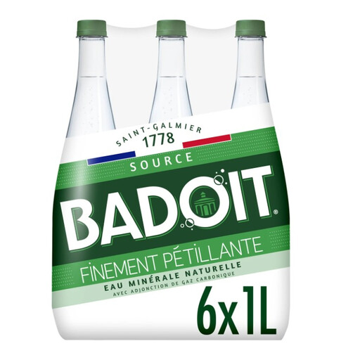 BADOIT Green Sparkling Natural Mineral Water 6 x 1 L