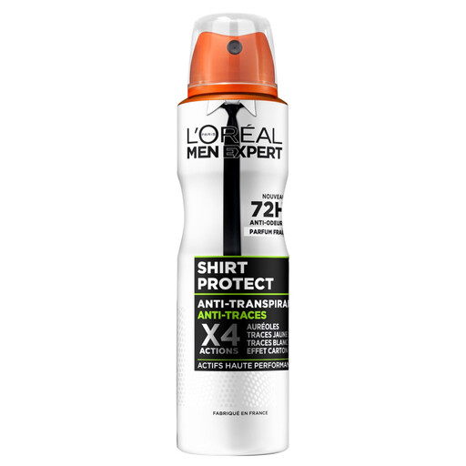 L'OR?AL PARIS Men Expert Shirt Protect 72h Anti-Perspirant Deodorant Anti-Traces, 150 ml