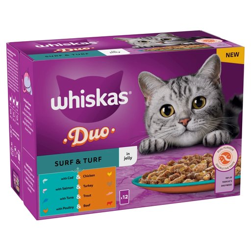 Whiskas Duo Surf & Turf In Jelly cat food pouches