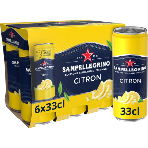 Pack de 6 canettes de limonade SAN PELLEGRINO