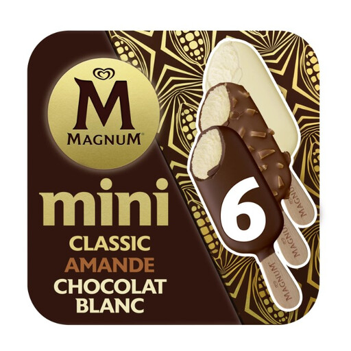 Magnum Mini Classic Ice Bar, Almond & White Chocolate, x6, 254 g