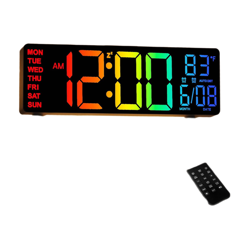 HATITANG PH-03 10.5 Zoll Digitale Wanduhr in Schwarz mit LED-Anzeige