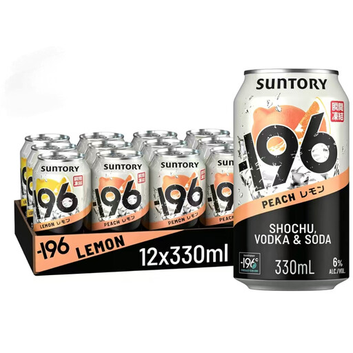 Suntory 196 Vodka Soda and Shochu Ready to Drink Cocktail Peach 12x330ml