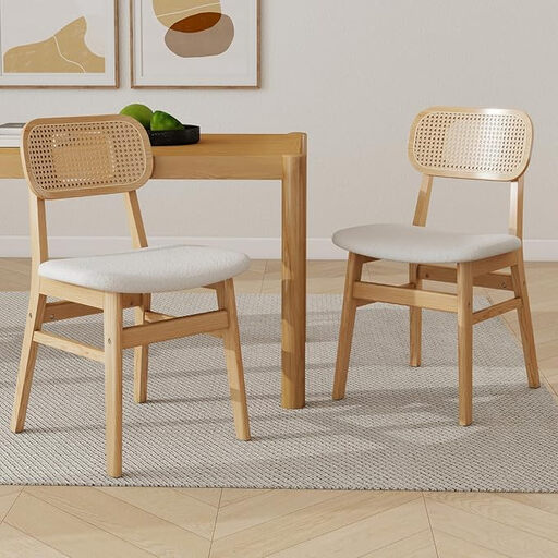 chairus Rattan Dining Chairs Set of 2 Black