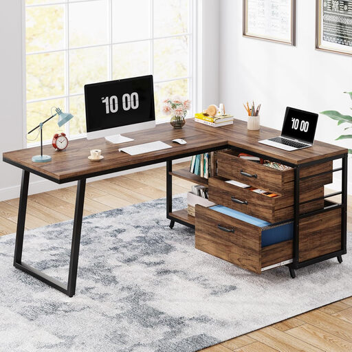 Tribesigns Industrial Desk, L-förmiger Computertisch