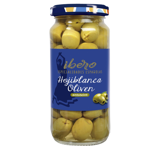 Ibero Pitted Green Hojiblanca Olives 230g