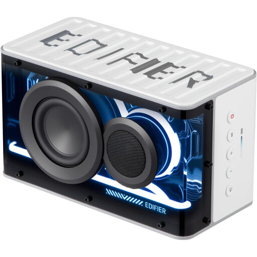 Edifier QD25 Bluetooth Speaker with RGB lighting on a desk