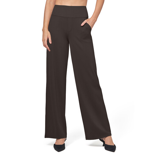 Willit Women's Yoga Pants Wide Leg Dress Work Pants Stretch Casual Pants Slacks with Pockets High Waist 30" Coffee M