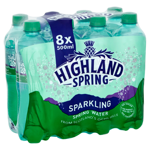 Highland Spring Sparkling Spring Water eight 500ml bottles