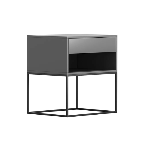 Homary Grey Bedroom Nightstand with Drawer Bedside Table Metal Base