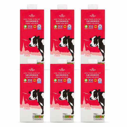 Morrisons British UHT Skimmed Milk, six 1-litre packs