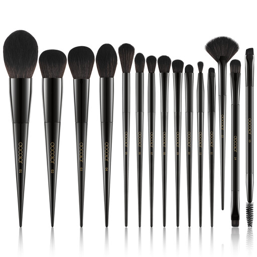 Docolor 15-Piece Professional Makeup Brush Set Obsidian Black