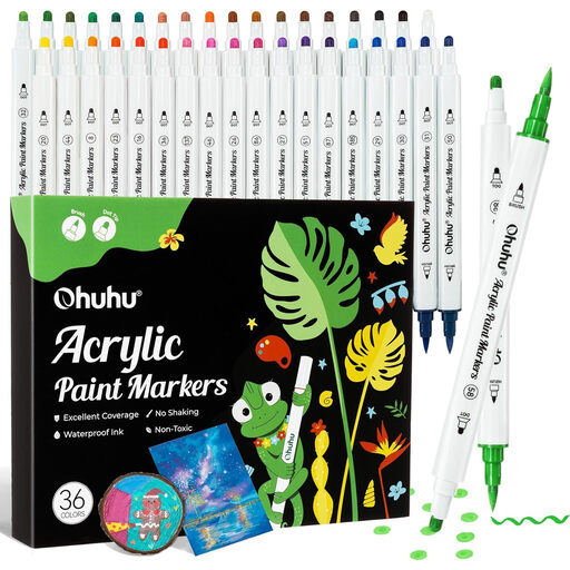 Ohuhu Dual Tip Acrylic Paint Markers, 36 Colors