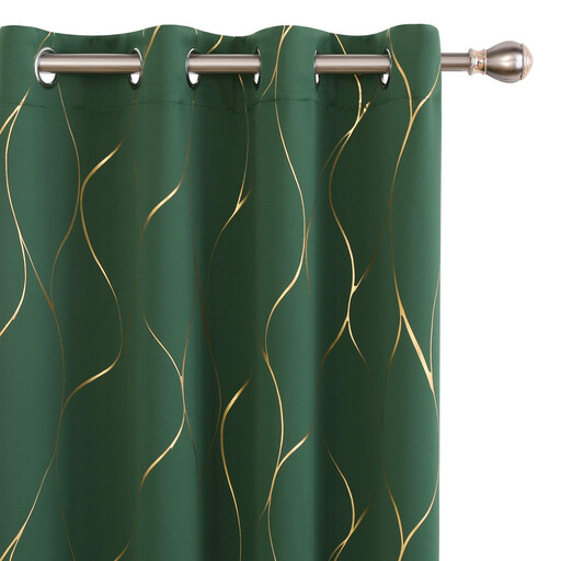 Deconovo Blackout Gordijnen met Goudfolie Print