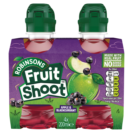 Robinsons Fruit Shoot Apple & Blackcurrant, four 200ml bottles