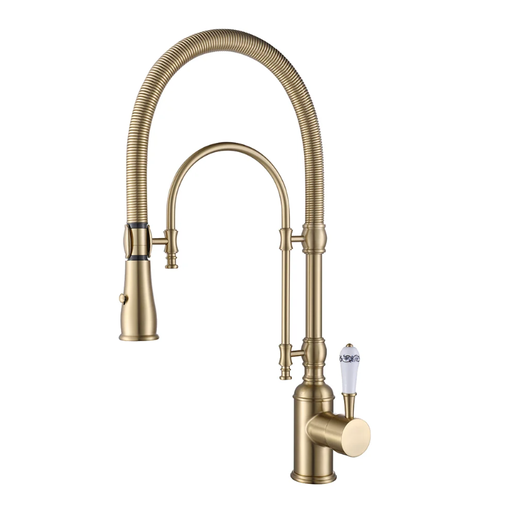 Homary Brushed Gold High Arc Dual-Mode Pull-Down Kitchen Tap