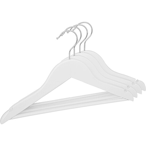 Atmosphera Wooden Children's Clothes Hangers Set - White, 30 cm, Set of 4
