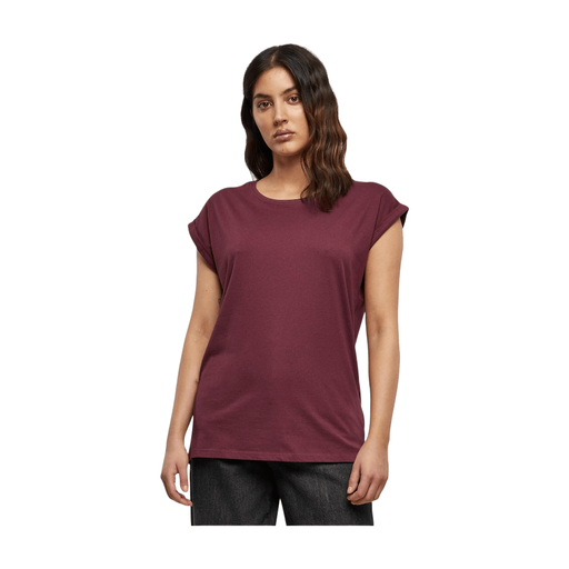 Urban Classics Ladies Extended Shoulder Tee in kersenrood