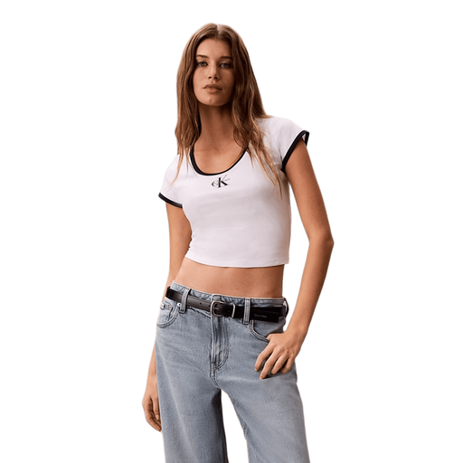 Calvin Klein Slim Cotton Stretch Ringer T-shirt - Bright White