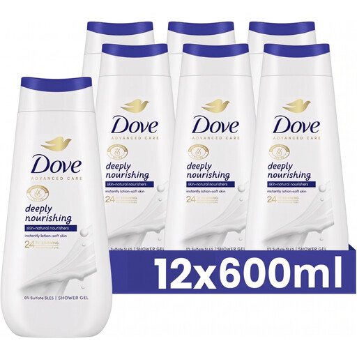 Dove Advanced Care Shower Gel Deeply Nourishing 12 x 600 ml