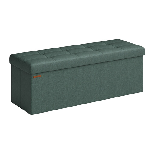 Ochama Upholstered Storage Chest, 38 x 110 x 38 cm, Ottoman Bench for Bedroom, Entryway, Living Room, Green