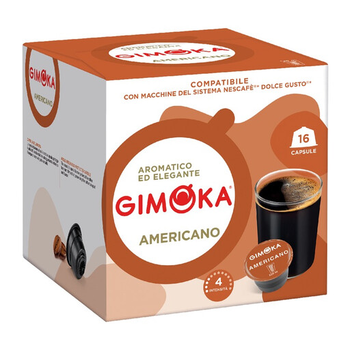 Box of 16 Gimoka Americano capsules compatible with Dolce Gusto, 112 g
