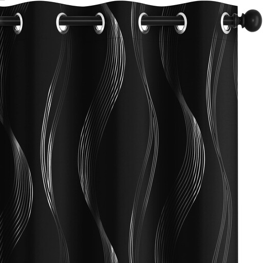 Deconovo Blackout Silver Foil Print Curved Wave