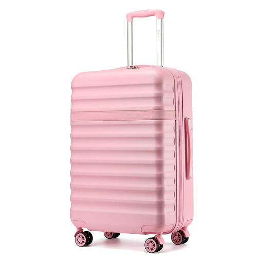 Kono ABS+PC hard-shell suitcase with TSA lock and spinner wheels, pink, 24 inch