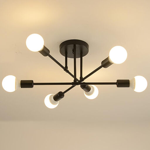 Pheashine Sputnik Chandelier 6-Light Black E27