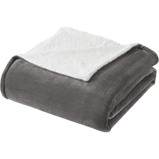 WOLTU Fluffy Sherpa Blanket, Warm Fleece Blanket Oeko-TEX Certified, XXL Soft Throw Blanket for Couch and Sofa, 220x240 cm Grey