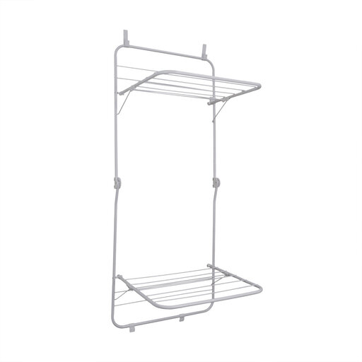 JVL Two Tier Over Door Laundry Washing Clothes Drying Rack - White