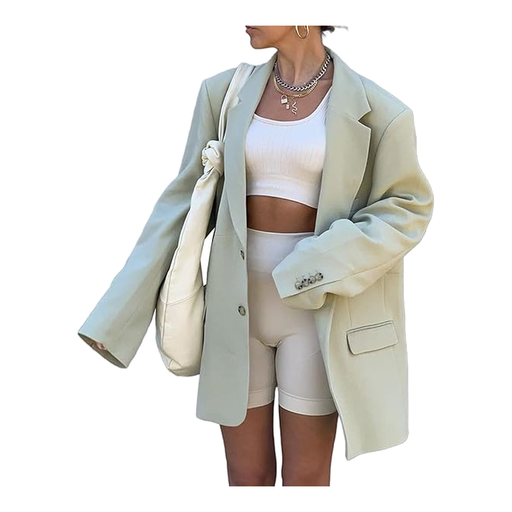 Women's Casual Long Sleeve Oversized Blazers Open Front Lapel Collar Work Office Business Jacket with Pockets