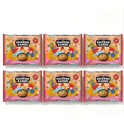 Korean Street Chicken Ramen Spicy Carbonara & Chicken Flavour 130g 6Packs