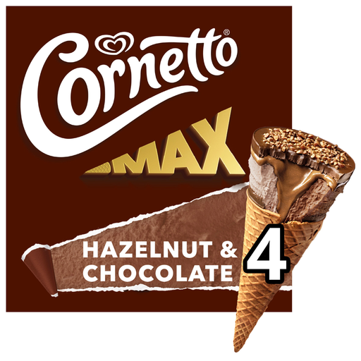 Cornetto MAX Hazelnut & Chocolate Ice Cream 4 x 90ml