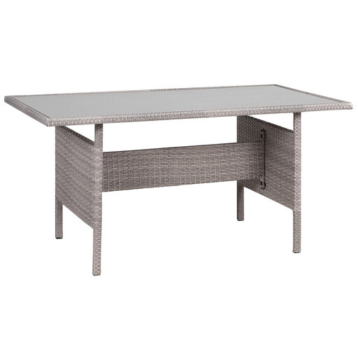 BelianiPE Rattan Garden Dining Table 145 x 80 cm Grey VITERBO