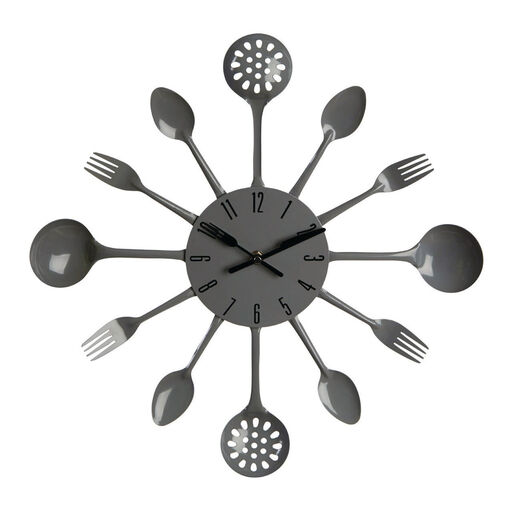 Premier Housewares Grey Cutlery Wall Clock