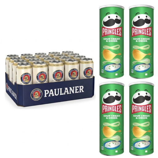 Paulaner 小麦啤酒超值组合 24x0.5L + Pringles 酸奶油洋葱味薯片 4x185g