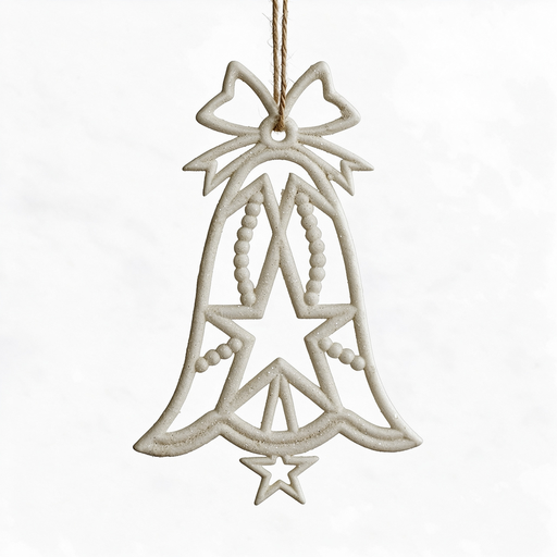 2PC White Engraved Hanging Bells Ornament, Home and Garden Decorations, Décor for Christmas Tree