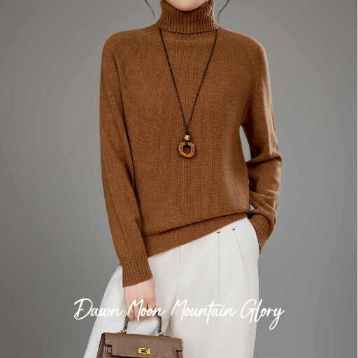 Basic Crew Neck Underwear Wool Cashmere Blend Shirt 10% Cashmere / 90% Merino Wool Coffee Tawny Brown Asian M