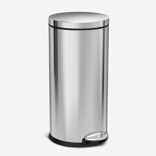 Simplehuman 30L Round Pedal Bin, Brushed Stainless Steel