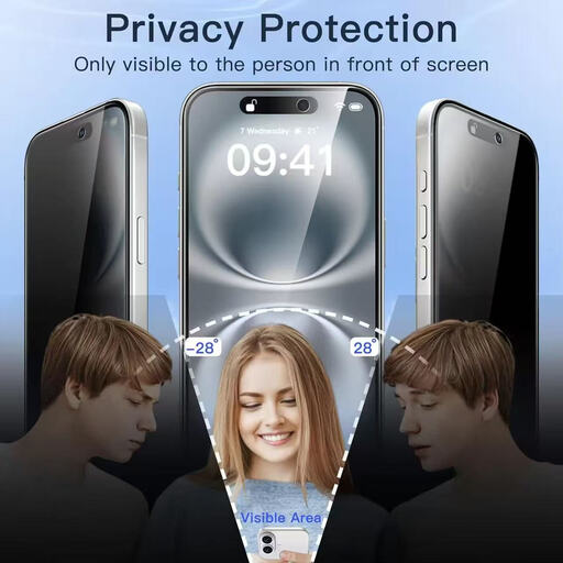 VoxorAI iPhone 16 Plus Screen Protector, Tempered Glass, 35° All-Around Privacy Film